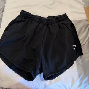 Black Athletic Shorts with Small White Logo for gymshark